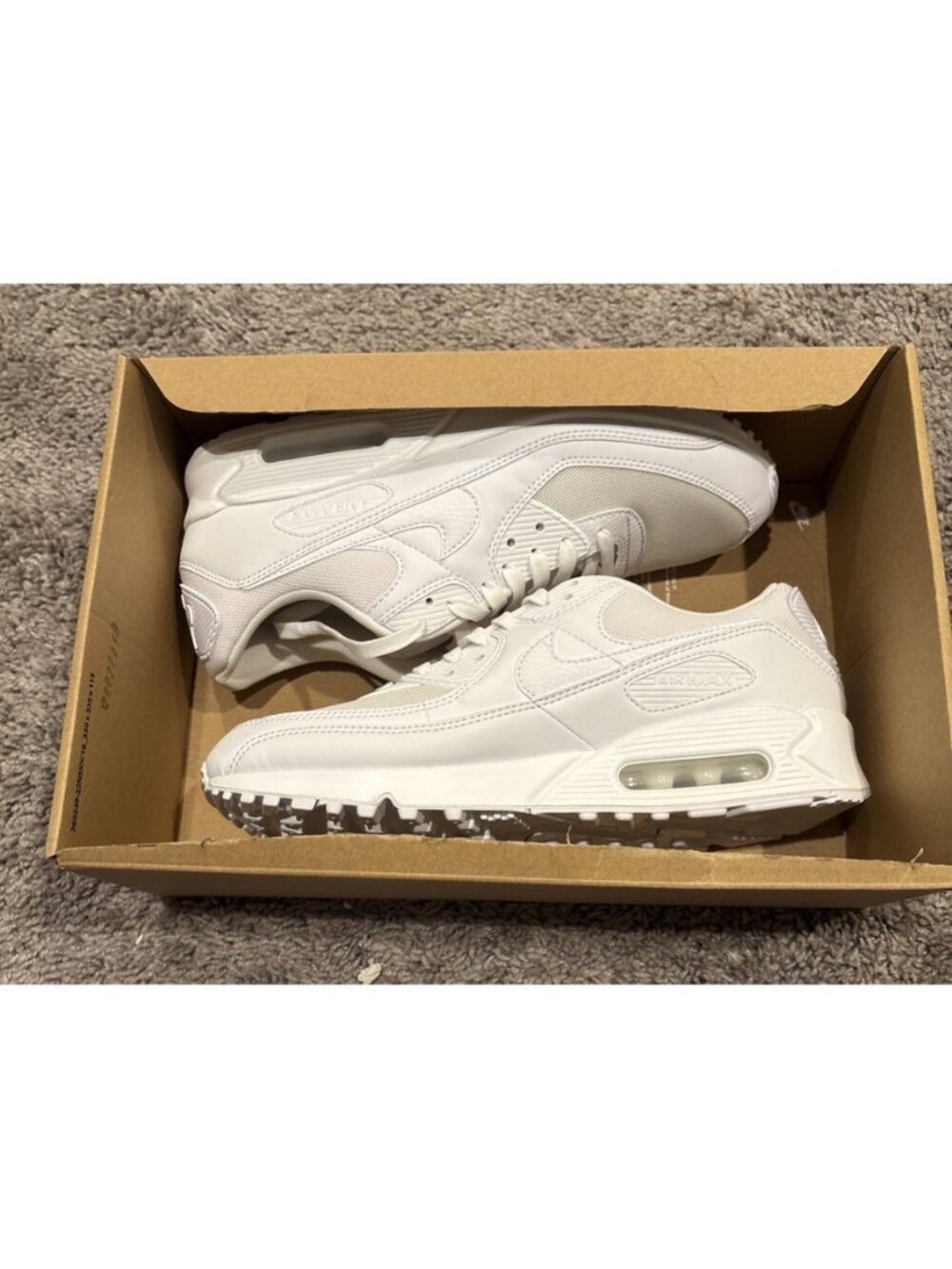 Size 11-Nike Air Max 90 Triple White DH8010-100 Women's Low Top Leather Sneaker